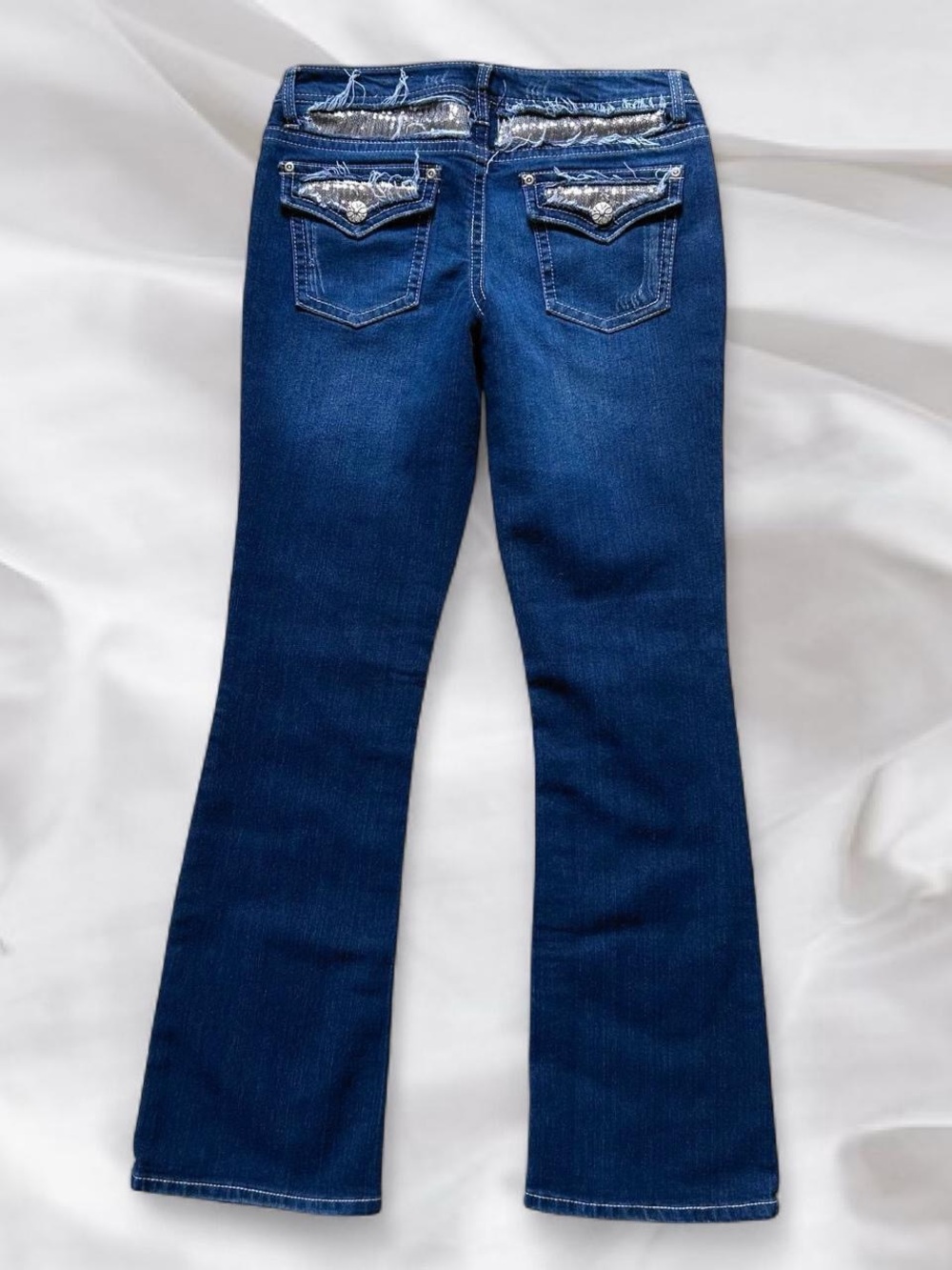 Gold Sequined Low Rise Bootcut Jeans